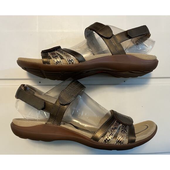 Abeo Women's Brynn Sandals Brown Leather Animal Print Size 8N Orthotic Comfort - Picture 8 of 10